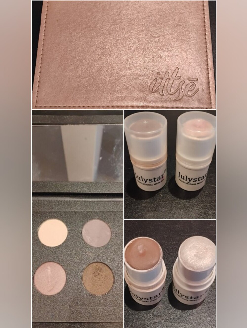 Make Up Bundle Eyeshadow Palette With Mirror And 2 Highlight Contour Sticks